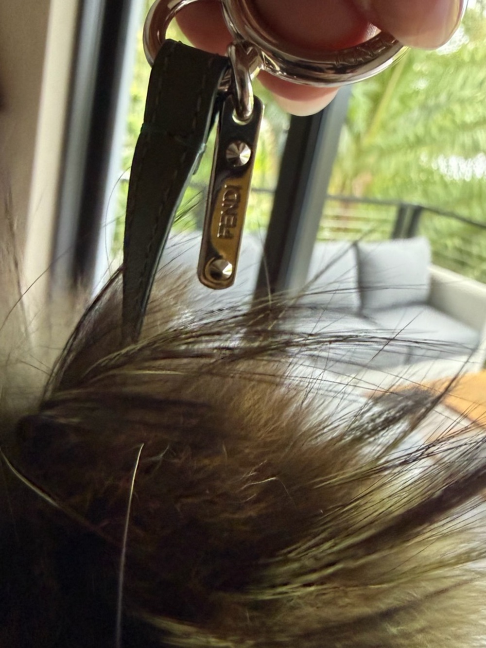 Fendi Bag Bugs Monster Fur Keychain Charm Brown Black Fox Fur Leather Strap - Picture 2 of 3